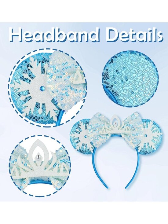 Women\'s Blue Ice Polyester Sequin Bow Mickey Mouse Headband Hair Accessory main image 4